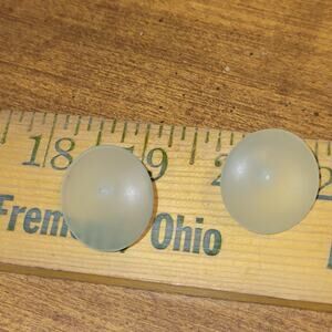 Frosted Matte Lucite Dome Stud Earrings – Retro Mod Minimalist Style, Light Blue